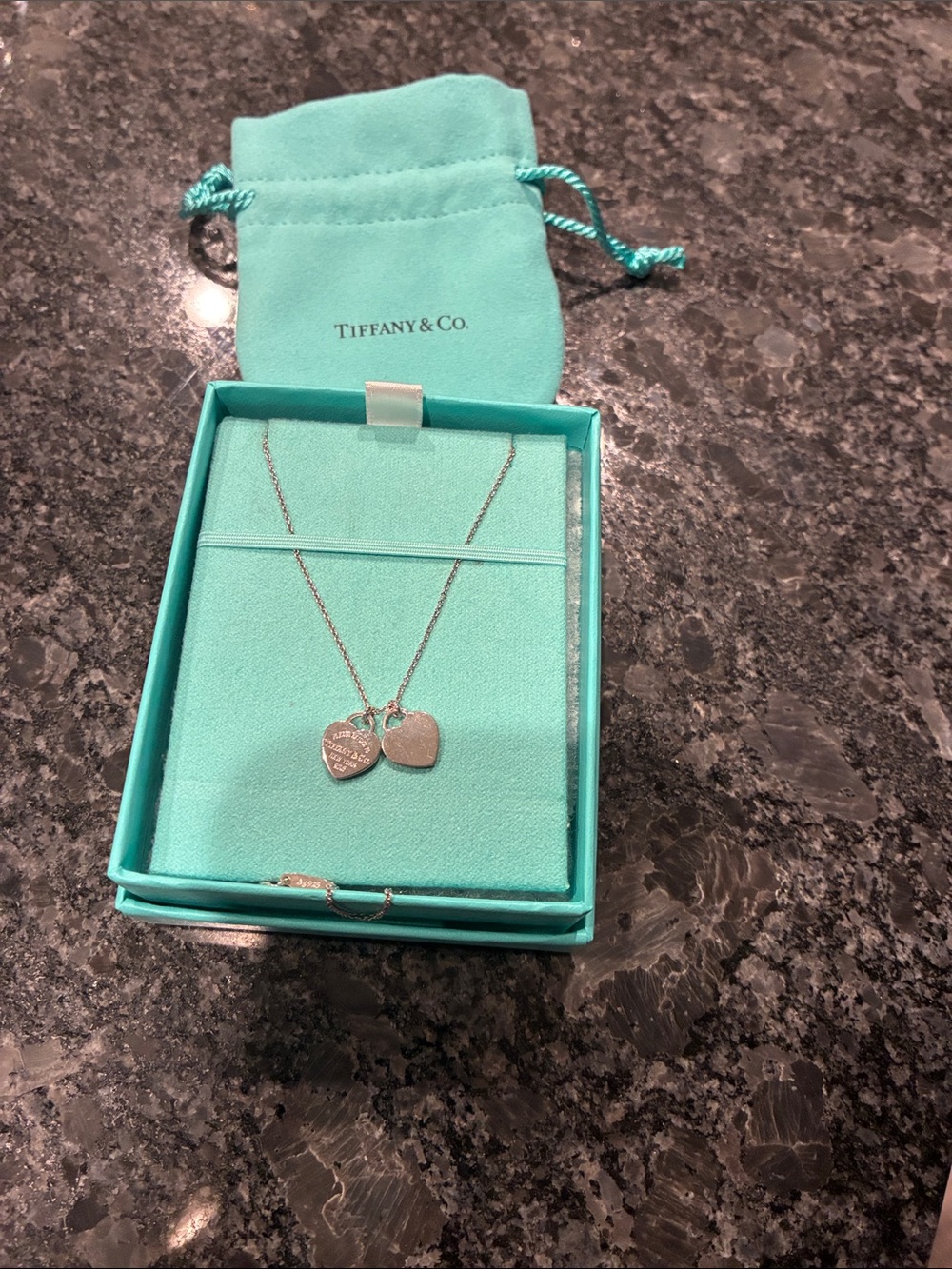 Tiffany & Co. Silver Double Heart Pendant Necklace - Silver